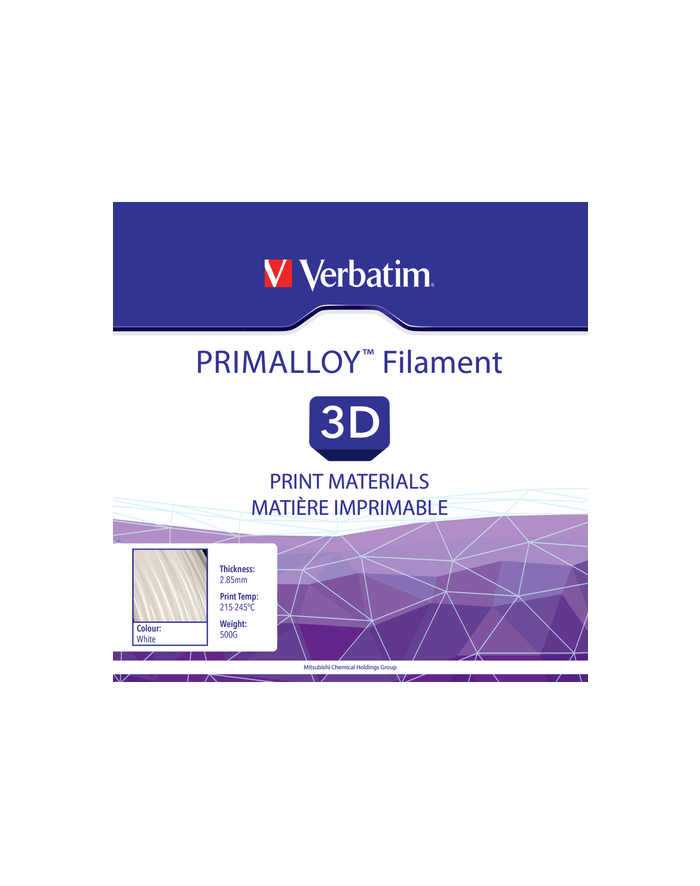 Filament VERBATIM / PRIMALLOY / Biały / 2,85 mm / 0,5 kg główny