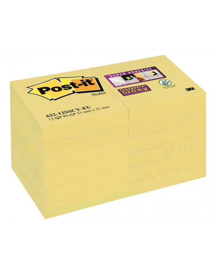 3M-POST-IT Bloczek samop. POST-IT® Super Sticky (622-12SSCY-EU), 51x51 mm, 12x90 kart., żół główny