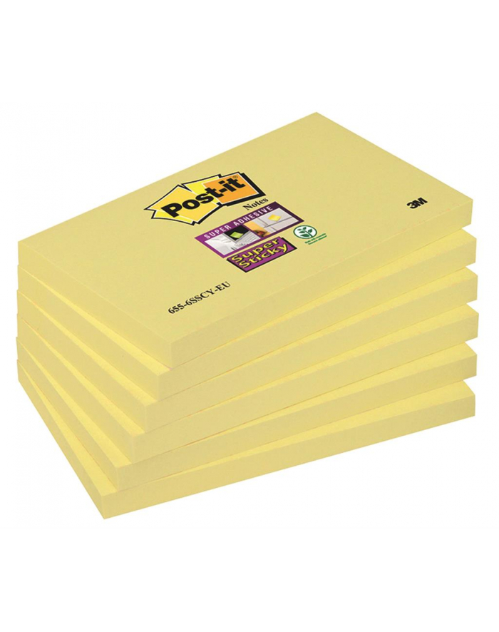 3M-POST-IT Bloczek samop. POST-IT® Super Sticky (655-S), 127x76mm, 1x90 kart., żółty główny