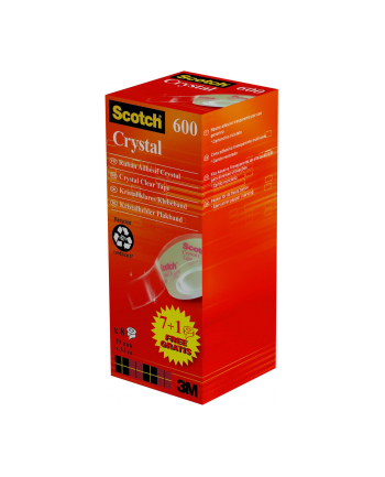 3M-SCOTCH Taśma biurowa SCOTCH® Crystal (6-1933R8), 19mm, 33m, 7szt., 1 rolka GRATIS