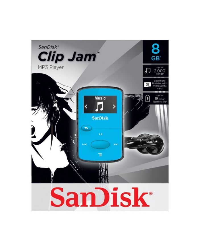 Sandisk Odtwarzacz MP3 CLip Jam 8GB, microSDHC, Radio FM, Niebieski główny