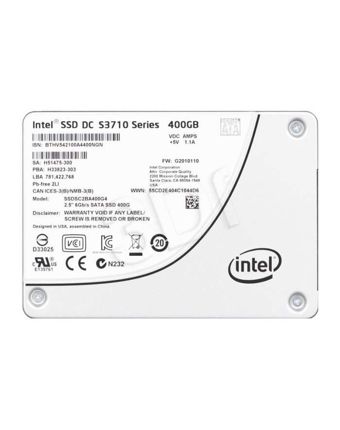 DYSK SSD INTEL DC S3710 400GB 2 5  SATA3 SGL PACK główny