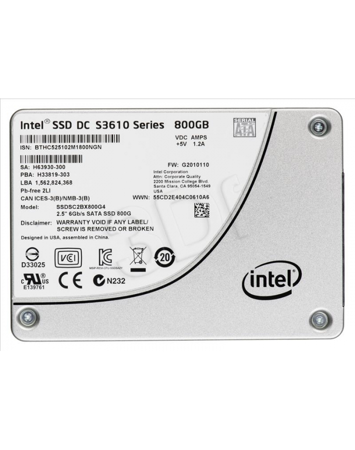 DYSK SSD INTEL DC S3610 800GB 2 5  SATA3 SGL PACK główny