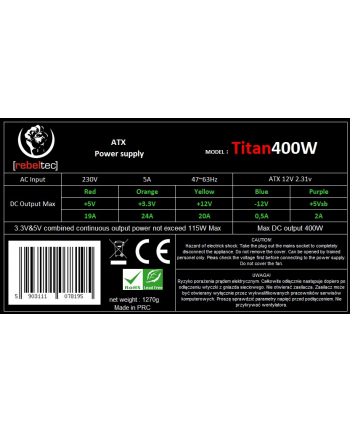 zasilacz ATX ver 2.31 TITAN 400