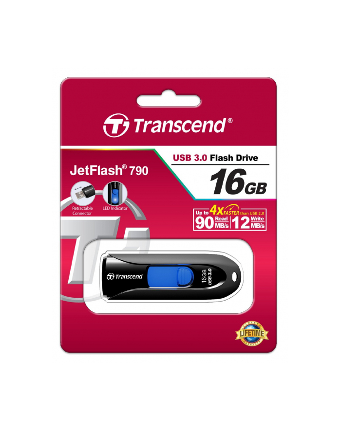 Transcend pamięć USB 16GB JetFlash 790K, Czarny główny