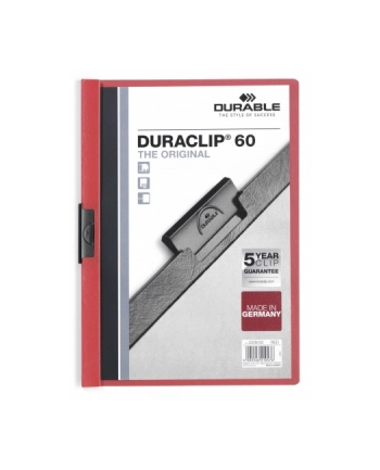 DURABLE Skoroszyt zaciskowy DURACLIP A4, 1-60 kartek czerwony