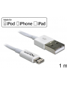 Delock Kabel USB do transmisji danych/ładowania urządzeń iPhone,iPad,iPod,1m,bia - nr 1