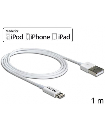 Delock Kabel USB do transmisji danych/ładowania urządzeń iPhone,iPad,iPod,1m,bia