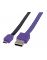 Manhattan Płaski kabel USB 2.0 A - Micro-B M/M 1m czarno/fioletowy blister - nr 10