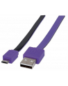 Manhattan Płaski kabel USB 2.0 A - Micro-B M/M 1m czarno/fioletowy blister - nr 14