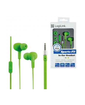 LOGILINK - Słuchawki douszne z mikrofonem ''Sports-Fit'', ochrona IPX6, zielone
