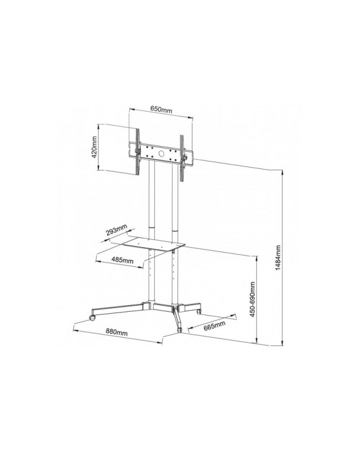 Techly Stojak mobilny do TV LCD/LED/Plazma 30''-65'' 60kg VESA pochylany z półką główny