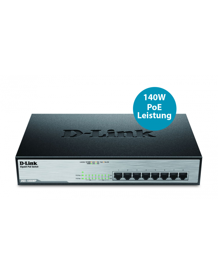D-Link 8-Port Desktop Gigabit, 8 X PoE+ up to 30W, max. 140W główny