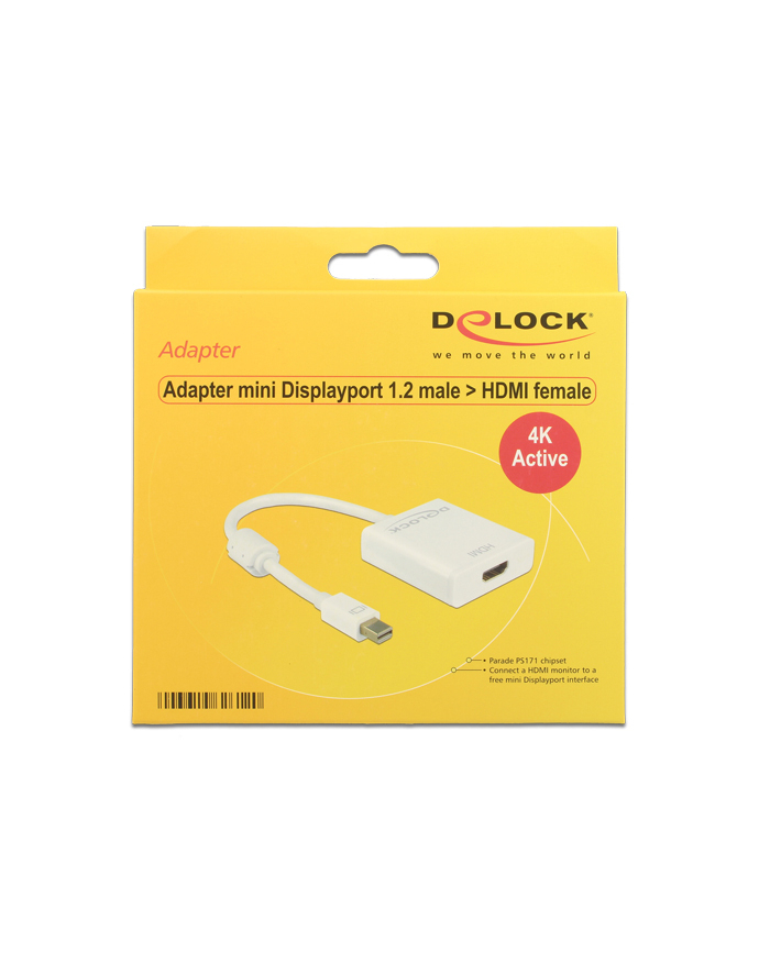 Adapter displayport 1.2 > HDMI(F) 4K aktywny biały Delock główny