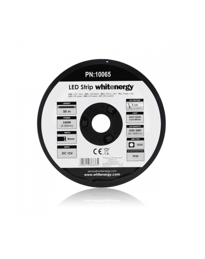 Whitenergy taśma LED 50m | 3528 | 4.8W/m | 12V DC | Biała | IP20 główny