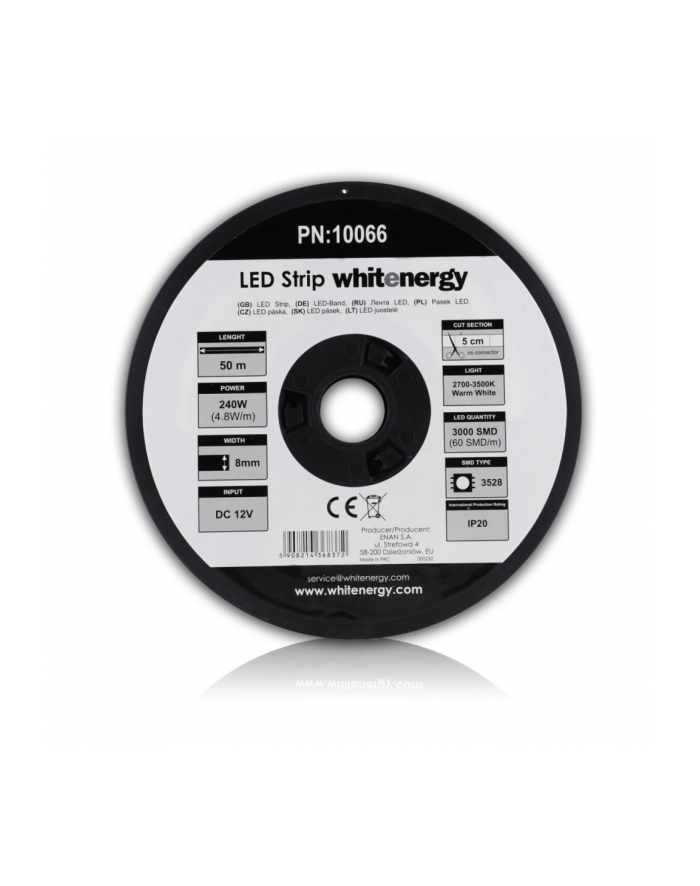 Whitenergy taśma LED 50m | 3528 | 4.8W/m | 12V DC | ciepła biała | IP20 główny