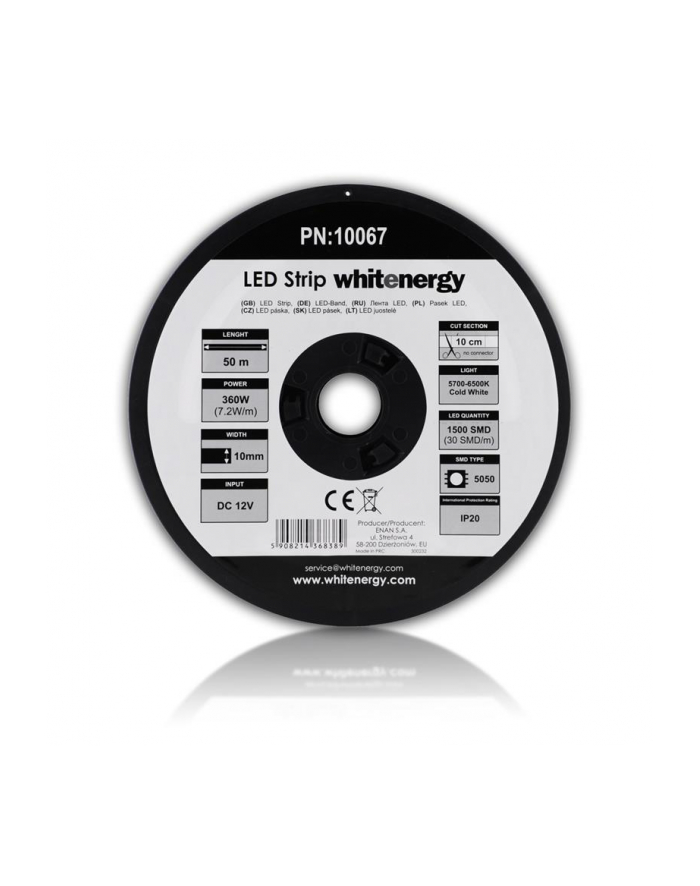Whitenergy taśma LED 50m | 5050 | 7.2W/m | 12V DC | Biała | IP20 główny