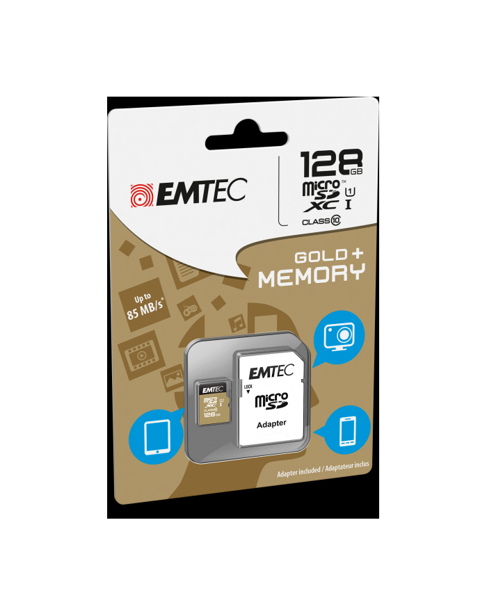 Emtec karta pamięci microSDXC 128GB Class 10 Gold+ (85MB/s, 21MB/s) główny