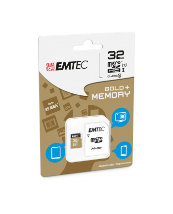 Emtec karta pami臋ci microSDHC 32GB Class 10 Gold+ (85MB/s, 21MB/s)