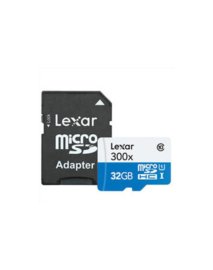 Lexar 32GB microSDHC C10 300x with adapter high speed / Reads microSD, microSDHC, and M2 memory cards New główny