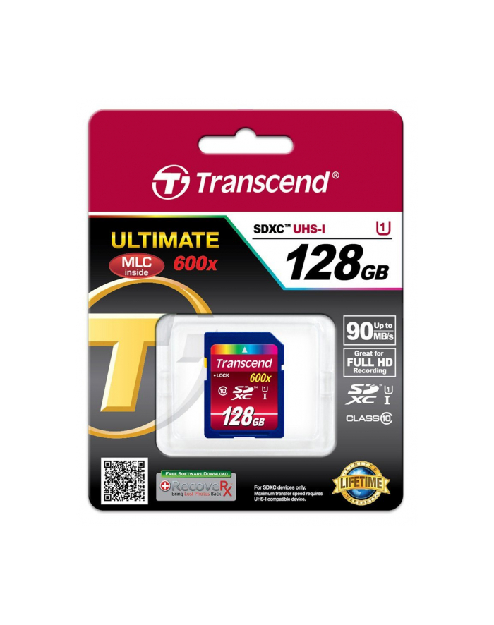 Transcend karta pamięci SDXC 128GB, Class10 UHS-I, 600x główny
