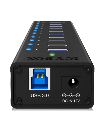 RaidSonic Icy Box 10 x Port USB 3.0 Hub z portem ładowania USB, Czarny