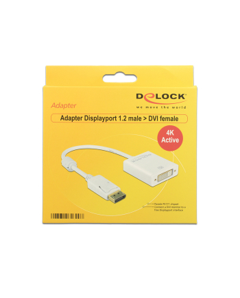 Delock Adapter Displayport 1.2 męski > DVI żeński 4K aktywne biały