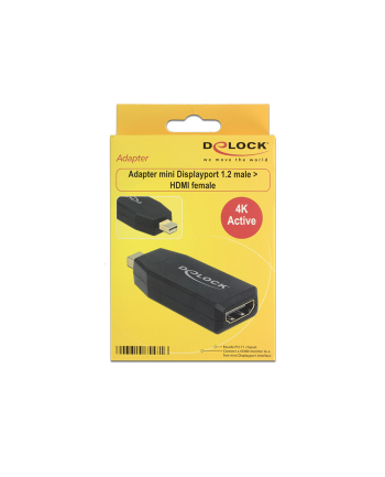 Delock Adapter mini Displayport 1.2 męski > HDMI żeński 4K aktywne czarny