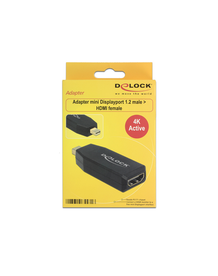 Delock Adapter mini Displayport 1.2 męski > HDMI żeński 4K aktywne czarny główny