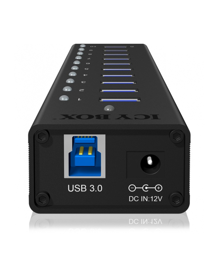RaidSonic Icy Box 10 x Port USB 3.0 Hub z portem ładowania USB, Czarny główny