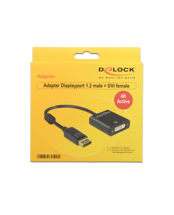 Delock Adapter Displayport 1.2 męski > DVI żeński 4K aktywne czarny