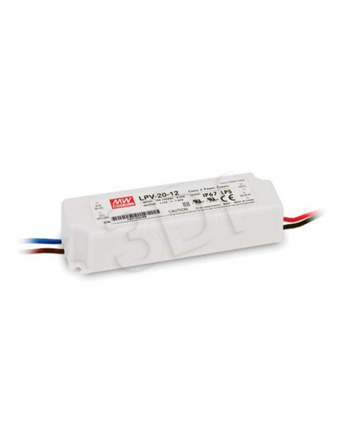 MEAN WELL ZASILACZ LED HERMETYCZNY 12V 1.7A 20W IP67 LPV-20-12 główny
