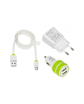 ZESTAW ŁADOWAREK SAMOCHODOWA+ŚCIENNA I-BOX 3W1 KIT USB 2.1A