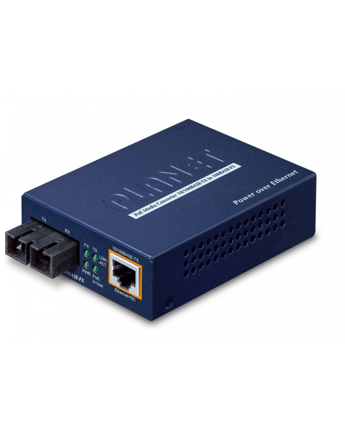 PLANET FTP-802 Konwerter 10/100TX/100FX  SC  PoE  Konwerter Światłowodowy z portem PoE w standardzie IEEE 802.3af z opcja zasilania urzadzeń główny