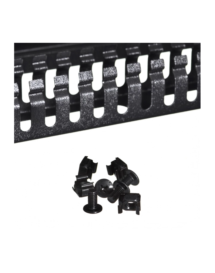 Power Walker Lanberg organizer kabli 1U z zaślepką do szaf 19'' czarny główny