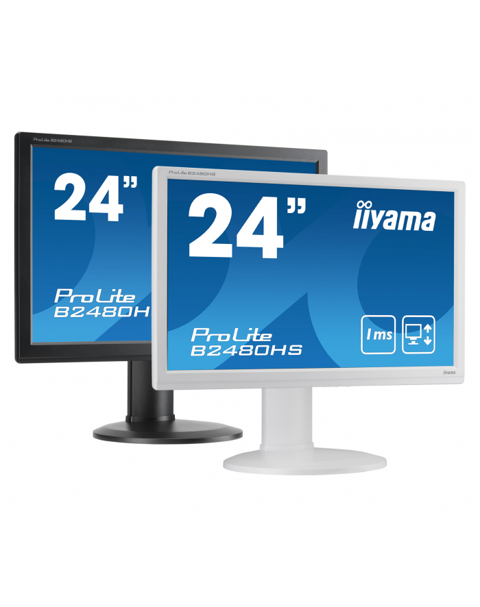 Monitor IIyama 24'' PL B2480HS-W2, 2ms,VGA,DVI,HDMI,pivot, kolor biały. główny