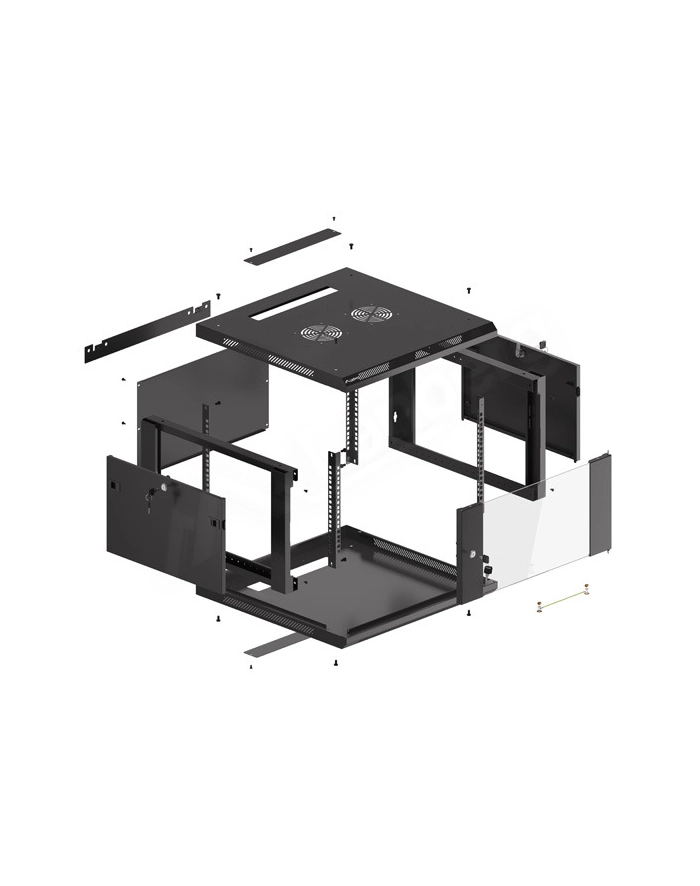 Lanberg szafa instalacyjna wisząca 19'' 6U 600x600mm czarna (drzwi szklane) główny