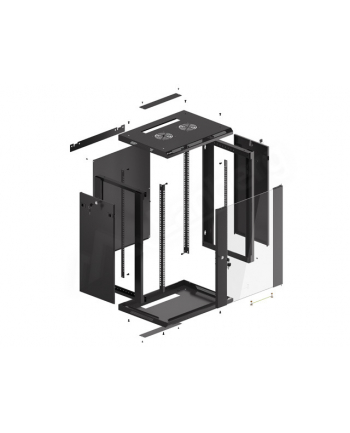 Lanberg szafa instalacyjna wisząca 19'' 15U 600x450mm czarna (drzwi szklane)