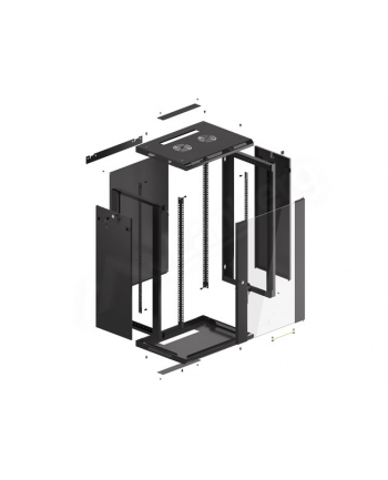 Lanberg szafa instalacyjna wisząca 19'' 18U 600x450mm czarna (drzwi szklane)