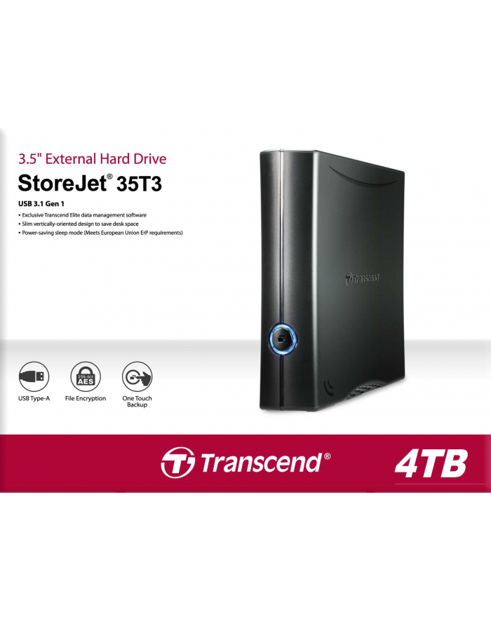 Transcend Dysk zewnętrzny StoreJet 35T3 Turbo 4TB HDD 3.5'' USB 3.0 główny