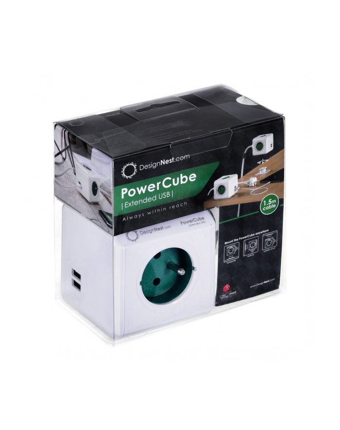 Allocacoc PowerCube USB Extended 1,5m 2402 Green główny