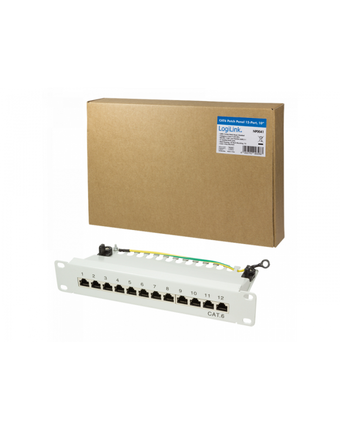 LOGILINK- Patchpanel 10'' kat. 6, 12-portowy, ekranowany STP główny