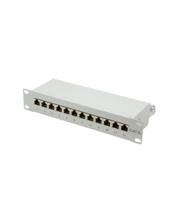 LOGILINK- Patchpanel 10'' kat. 6A, 12-portowy, ekranowany STP, szary