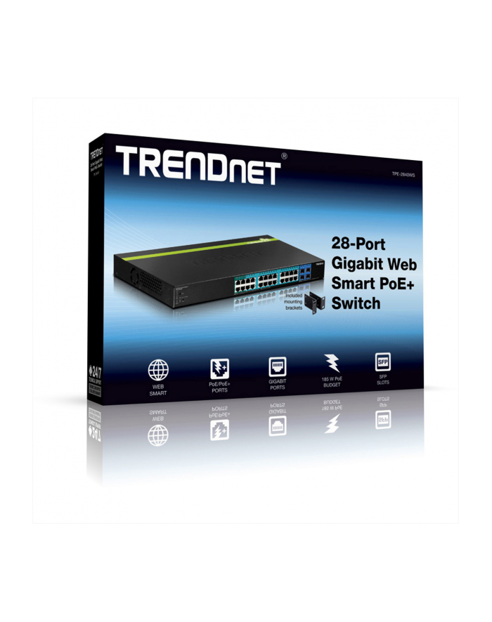 TRENDnet 28-port Gigabit Web Smart POE+ Switch w/4 główny