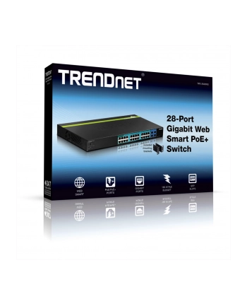 TRENDnet 28-port Gigabit Web Smart POE+ Switch w/4