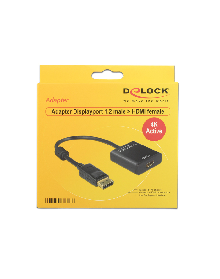 Delock Adapter Displayport 1.2 męski > HDMI żeński 4K aktywne czarny główny