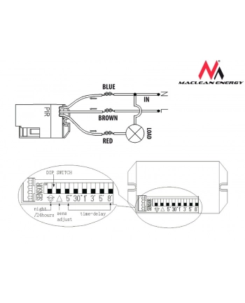 Maclean Czujnik ruchu pir z zew sensorem 800W 360s MCE32