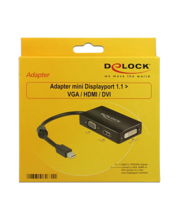 Delock Adapter mini Displayport 1.1 > VGA/HDMI/DVI pasywne 16cm czarny