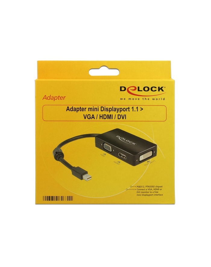Delock Adapter mini Displayport 1.1 > VGA/HDMI/DVI pasywne 16cm czarny główny