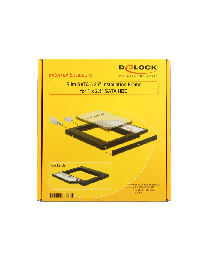 Delock Ramka montażowa Slim SATA 5.25″ -> 2.5'' SLIM 9.5mm (HDD/SSD w miejsce CD) główny